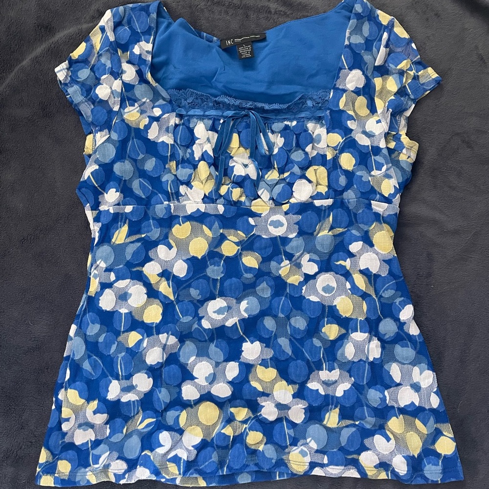 Inc International Concepts L blue top